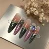 image:imageBABALAL Extra Long Stiletto Press On Nails 10Pcs Custom Fake Nails Pink Green Cat Eye with Rhinestone amp 3D Heart Charm Glossy Luxury Glam Glue On Nails for Women and Girls MBNCU106aS