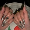 image:imageBABALAL Extra Long Stiletto Press On Nails 10Pcs Custom Fake Nails Pink Green Cat Eye with Rhinestone amp 3D Heart Charm Glossy Luxury Glam Glue On Nails for Women and Girls MBNCU103s