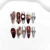 image:imageBABALAL Extra Long Stiletto Press On Nails 10Pcs Custom Fake Nails Pink Green Cat Eye with Rhinestone amp 3D Heart Charm Glossy Luxury Glam Glue On Nails for Women and Girls MBNCU110