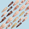 image:imageBABALAL Press On Nails Long Stiletto Fake Nails Pink French Tip with Polka Dot Black Lace Y2k Goth Glossy Coquette Aesthetic Glue On Nails 24PcsBNN01