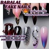 image:imageBABALAL Press On Nails Long Stiletto Fake Nails Pink French Tip with Polka Dot Black Lace Y2k Goth Glossy Coquette Aesthetic Glue On Nails 24PcsBNN02