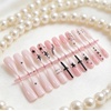 image:imageBABALAL Press On Nails Long Stiletto Fake Nails Pink French Tip with Polka Dot Black Lace Y2k Goth Glossy Coquette Aesthetic Glue On Nails 24PcsBNN0201