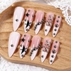 image:imageBABALAL Press On Nails Long Stiletto Fake Nails Pink French Tip with Polka Dot Black Lace Y2k Goth Glossy Coquette Aesthetic Glue On Nails 24PcsBNN0201