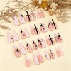image:imageBABALAL Press On Nails Long Stiletto Fake Nails Pink French Tip with Polka Dot Black Lace Y2k Goth Glossy Coquette Aesthetic Glue On Nails 24PcsBNN0201