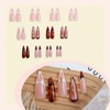 image:imageBABALAL Press On Nails Long Stiletto Fake Nails Pink French Tip with Polka Dot Black Lace Y2k Goth Glossy Coquette Aesthetic Glue On Nails 24PcsBNN02brown