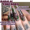 image:imageBABALAL Press On Nails Long Stiletto Fake Nails Pink French Tip with Polka Dot Black Lace Y2k Goth Glossy Coquette Aesthetic Glue On Nails 24PcsBNN02spider