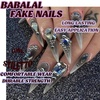 image:imageBABALAL Press On Nails Long Stiletto Fake Nails Pink French Tip with Polka Dot Black Lace Y2k Goth Glossy Coquette Aesthetic Glue On Nails 24PcsBNN03gothic