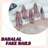image:imageBABALAL Press On Nails Long Stiletto Fake Nails Pink French Tip with Polka Dot Black Lace Y2k Goth Glossy Coquette Aesthetic Glue On Nails 24PcsBNN03pink