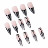 image:imageBABALAL Press On Nails Long Stiletto Fake Nails Pink French Tip with Polka Dot Black Lace Y2k Goth Glossy Coquette Aesthetic Glue On Nails 24PcsBNN04black