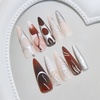 image:imageBABALAL Press On Nails Long Stiletto Fake Nails Pink French Tip with Polka Dot Black Lace Y2k Goth Glossy Coquette Aesthetic Glue On Nails 24PcsBNN04blackred