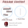 image:imageBABALAL Press On Nails Long Stiletto Fake Nails Pink French Tip with Polka Dot Black Lace Y2k Goth Glossy Coquette Aesthetic Glue On Nails 24PcsBNN04black