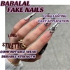 image:imageBABALAL Press On Nails Long Stiletto Fake Nails Pink French Tip with Polka Dot Black Lace Y2k Goth Glossy Coquette Aesthetic Glue On Nails 24PcsBNN04black