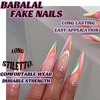 image:imageBABALAL Press On Nails Long Stiletto Fake Nails Pink French Tip with Polka Dot Black Lace Y2k Goth Glossy Coquette Aesthetic Glue On Nails 24PcsBNN09