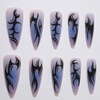 image:imageBABALAL Press On Nails Long Stiletto Fake Nails Pink French Tip with Polka Dot Black Lace Y2k Goth Glossy Coquette Aesthetic Glue On Nails 24PcsBNN14