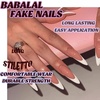 image:imageBABALAL Press On Nails Long Stiletto Fake Nails Pink French Tip with Polka Dot Black Lace Y2k Goth Glossy Coquette Aesthetic Glue On Nails 24PcsBNN15