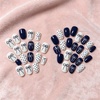 image:imageBABALAL Press On Nails Medium Almond Fake Nails Blue Pink with 3D Shell Starfish amp Rhinestone Design Glossy Mermaid Ocean Summer Glue On Nails for Women and Girls 24PcsFNs00004