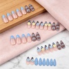image:imageBABALAL Press On Nails Medium Almond Fake Nails Blue Pink with 3D Shell Starfish amp Rhinestone Design Glossy Mermaid Ocean Summer Glue On Nails for Women and Girls 24PcsFNs00008