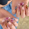image:imageBABALAL Press On Nails Medium Almond Fake Nails Blue Pink with 3D Shell Starfish amp Rhinestone Design Glossy Mermaid Ocean Summer Glue On Nails for Women and Girls 24PcsFNs00007
