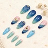 image:imageBABALAL Press On Nails Medium Almond Fake Nails Blue Pink with 3D Shell Starfish amp Rhinestone Design Glossy Mermaid Ocean Summer Glue On Nails for Women and Girls 24PcsFNs00001