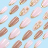 image:imageBABALAL Press On Nails Medium Almond Fake Nails Blue Pink with 3D Shell Starfish amp Rhinestone Design Glossy Mermaid Ocean Summer Glue On Nails for Women and Girls 24PcsFNs100gold