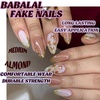 image:imageBABALAL Press On Nails Medium Almond Fake Nails Blue Pink with 3D Shell Starfish amp Rhinestone Design Glossy Mermaid Ocean Summer Glue On Nails for Women and Girls 24PcsFNs100gold