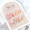 image:imageBABALAL Press On Nails Medium Almond Fake Nails Blue Pink with 3D Shell Starfish amp Rhinestone Design Glossy Mermaid Ocean Summer Glue On Nails for Women and Girls 24PcsFNs100oy