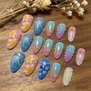 image:imageBABALAL Press On Nails Medium Almond Fake Nails Blue Pink with 3D Shell Starfish amp Rhinestone Design Glossy Mermaid Ocean Summer Glue On Nails for Women and Girls 24PcsFNs00005