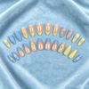 image:imageBABALAL Press On Nails Medium Almond Fake Nails Blue Pink with 3D Shell Starfish amp Rhinestone Design Glossy Mermaid Ocean Summer Glue On Nails for Women and Girls 24PcsFNs00002