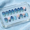 image:imageBABALAL Press On Nails Medium Almond Fake Nails Blue Pink with 3D Shell Starfish amp Rhinestone Design Glossy Mermaid Ocean Summer Glue On Nails for Women and Girls 24PcsFNs00001