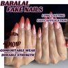 image:imageBABALAL Press On Nails Medium Almond Fake Nails Blue Pink with 3D Shell Starfish amp Rhinestone Design Glossy Mermaid Ocean Summer Glue On Nails for Women and Girls 24PcsFNs100metallic