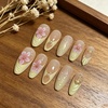 image:imageBABALAL Press On Nails Medium Almond Fake Nails Blue Pink with 3D Shell Starfish amp Rhinestone Design Glossy Mermaid Ocean Summer Glue On Nails for Women and Girls 24PcsFNs001