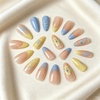 image:imageBABALAL Press On Nails Medium Almond Fake Nails Blue Pink with 3D Shell Starfish amp Rhinestone Design Glossy Mermaid Ocean Summer Glue On Nails for Women and Girls 24PcsFNs00002