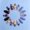 image:imageBABALAL Press On Nails Medium Almond Fake Nails Blue Pink with 3D Shell Starfish amp Rhinestone Design Glossy Mermaid Ocean Summer Glue On Nails for Women and Girls 24PcsFNs00008