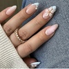 image:imageBABALAL Press On Nails Medium Almond Fake Nails Blue Pink with 3D Shell Starfish amp Rhinestone Design Glossy Mermaid Ocean Summer Glue On Nails for Women and Girls 24PcsFNs100blue