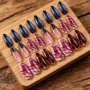 image:imageBABALAL Press On Nails Medium Almond Fake Nails Blue Pink with 3D Shell Starfish amp Rhinestone Design Glossy Mermaid Ocean Summer Glue On Nails for Women and Girls 24PcsFNs00007