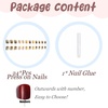 image:imageBABALAL Press On Nails Short Square Fake Nails Brown with Star amp Blue Polka Dot Design Glossy Retro Western Cowgirl Glue On Nails for Women and Girls 24PcsBNG13