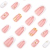 image:imageBABALAL Press On Nails Short Square Fake Nails Brown with Star amp Blue Polka Dot Design Glossy Retro Western Cowgirl Glue On Nails for Women and Girls 24PcsBNG02