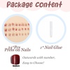 image:imageBABALAL Press On Nails Short Square Fake Nails Brown with Star amp Blue Polka Dot Design Glossy Retro Western Cowgirl Glue On Nails for Women and Girls 24PcsBNG23