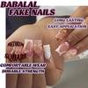 image:imageBABALAL Press On Nails Short Square Fake Nails Brown with Star amp Blue Polka Dot Design Glossy Retro Western Cowgirl Glue On Nails for Women and Girls 24PcsBNG02