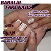 image:imageBABALAL Press On Nails Short Square Fake Nails Brown with Star amp Blue Polka Dot Design Glossy Retro Western Cowgirl Glue On Nails for Women and Girls 24PcsBNG10