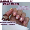 image:imageBABALAL Press On Nails Short Square Fake Nails Brown with Star amp Blue Polka Dot Design Glossy Retro Western Cowgirl Glue On Nails for Women and Girls 24PcsBNG25