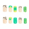 image:imageBABALAL Press On Nails Short Square Fake Nails Brown with Star amp Blue Polka Dot Design Glossy Retro Western Cowgirl Glue On Nails for Women and Girls 24PcsBNG17