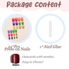 image:imageBABALAL Press On Nails Short Square Fake Nails Brown with Star amp Blue Polka Dot Design Glossy Retro Western Cowgirl Glue On Nails for Women and Girls 24PcsBNG03