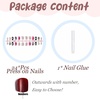 image:imageBABALAL Press On Nails Short Square Fake Nails Brown with Star amp Blue Polka Dot Design Glossy Retro Western Cowgirl Glue On Nails for Women and Girls 24PcsBNG08