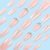image:imageBABALAL Press On Nails Short Square Fake Nails Brown with Star amp Blue Polka Dot Design Glossy Retro Western Cowgirl Glue On Nails for Women and Girls 24PcsBNG07