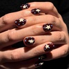 image:imageBABALAL Press On Nails Short Square Fake Nails Brown with Star amp Blue Polka Dot Design Glossy Retro Western Cowgirl Glue On Nails for Women and Girls 24PcsBNG0201