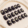 image:imageBABALAL Press On Nails Short Square Fake Nails Brown with Star amp Blue Polka Dot Design Glossy Retro Western Cowgirl Glue On Nails for Women and Girls 24PcsBNG0201