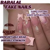 image:imageBABALAL Press On Nails Short Square Fake Nails Brown with Star amp Blue Polka Dot Design Glossy Retro Western Cowgirl Glue On Nails for Women and Girls 24PcsBNG01
