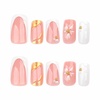 image:imageBABALAL Press On Nails Short Square Fake Nails Brown with Star amp Blue Polka Dot Design Glossy Retro Western Cowgirl Glue On Nails for Women and Girls 24PcsBNG02