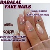 image:imageBABALAL Press On Nails Short Square Fake Nails Brown with Star amp Blue Polka Dot Design Glossy Retro Western Cowgirl Glue On Nails for Women and Girls 24PcsBNG07